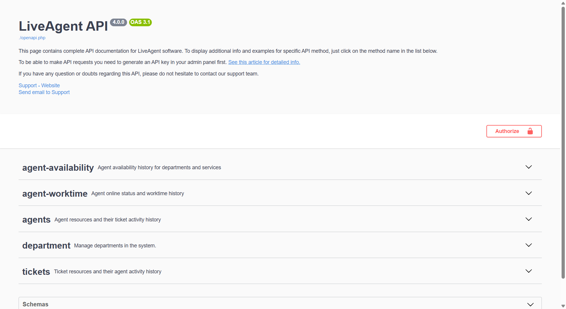Pregled dokumentacije LiveAgent API-ja v4 s dostupnim endpointima