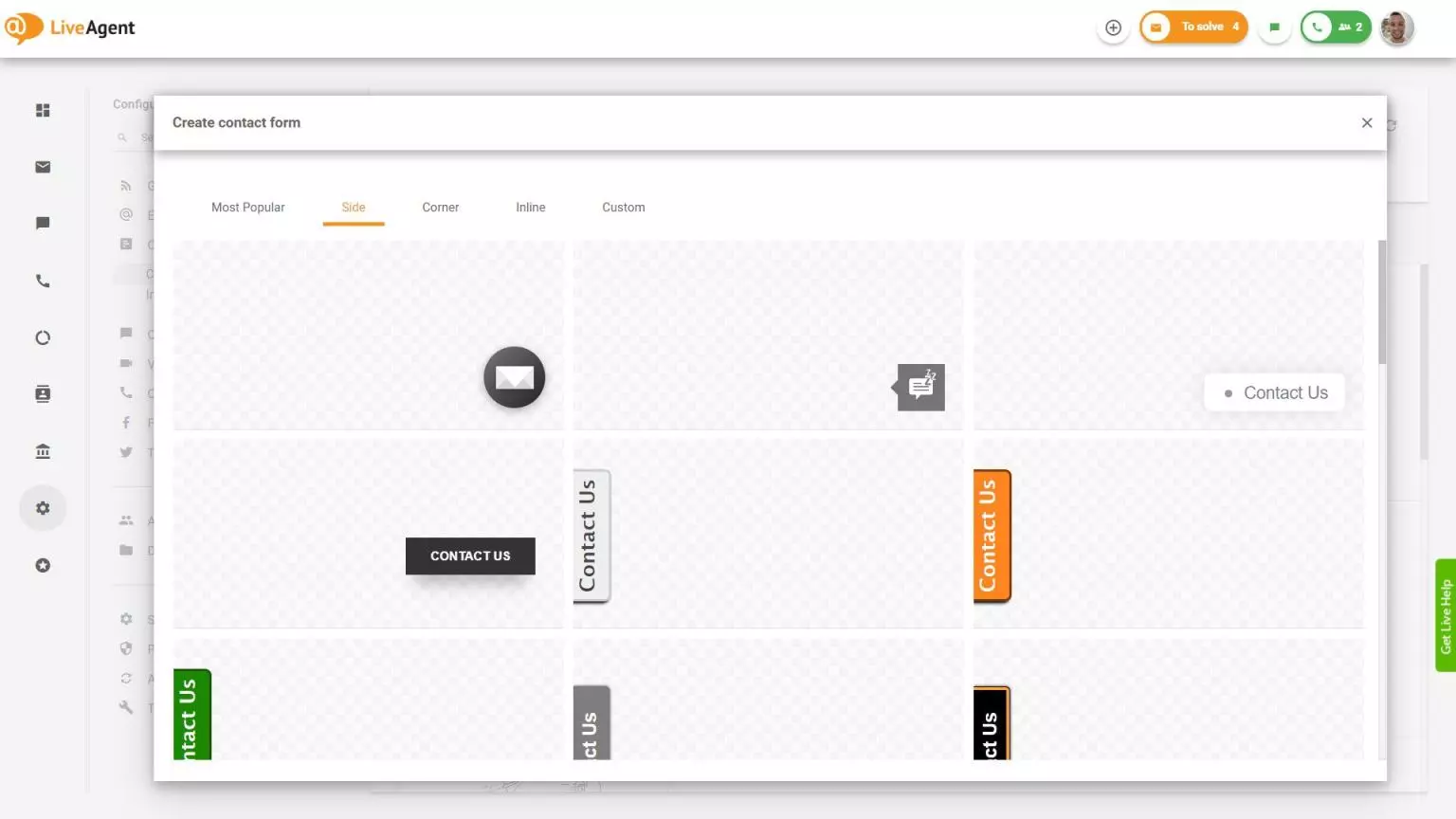 Obrazac za kontakt sa strane LiveAgent-a