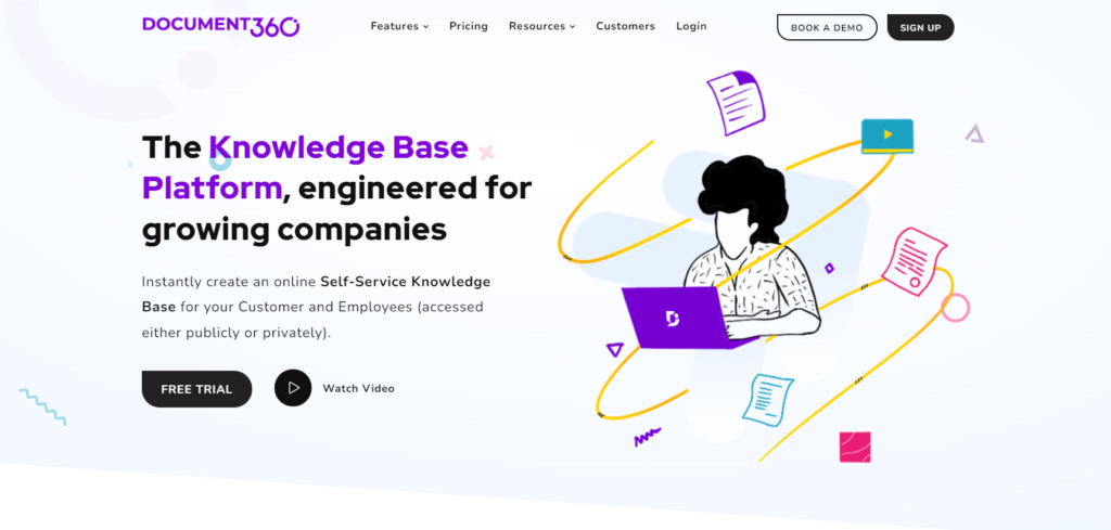 Početna stranica Document360-a