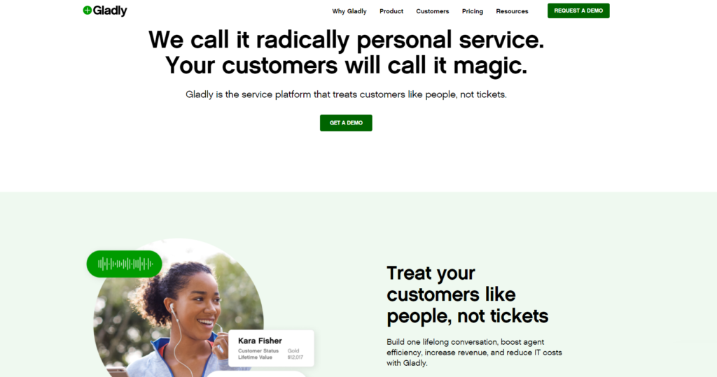 Početna stranica Gladly-ja