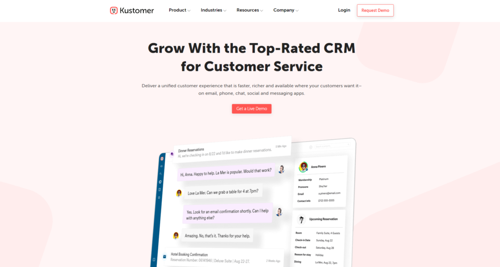 Početna stranica Kustomer-a