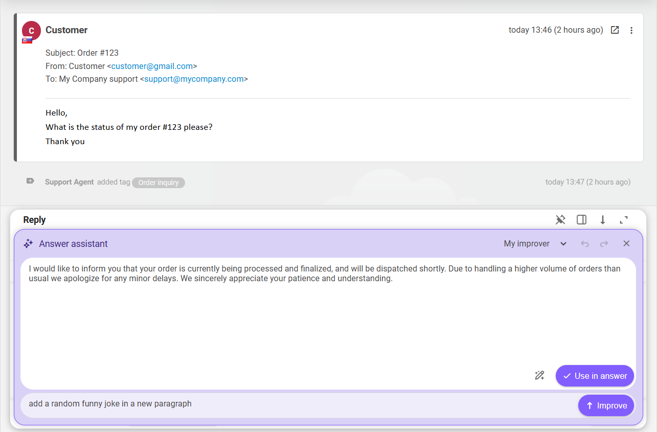 LiveAgent AI Answer Improver i Composer