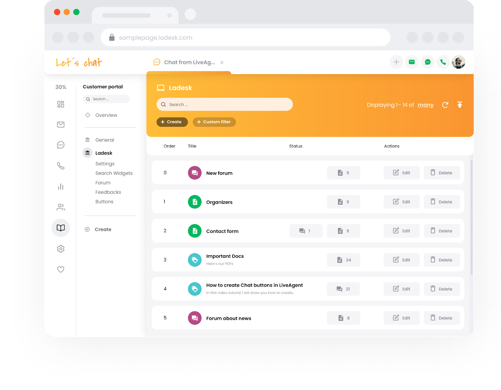 Portal baze znanja LiveAgent podrške