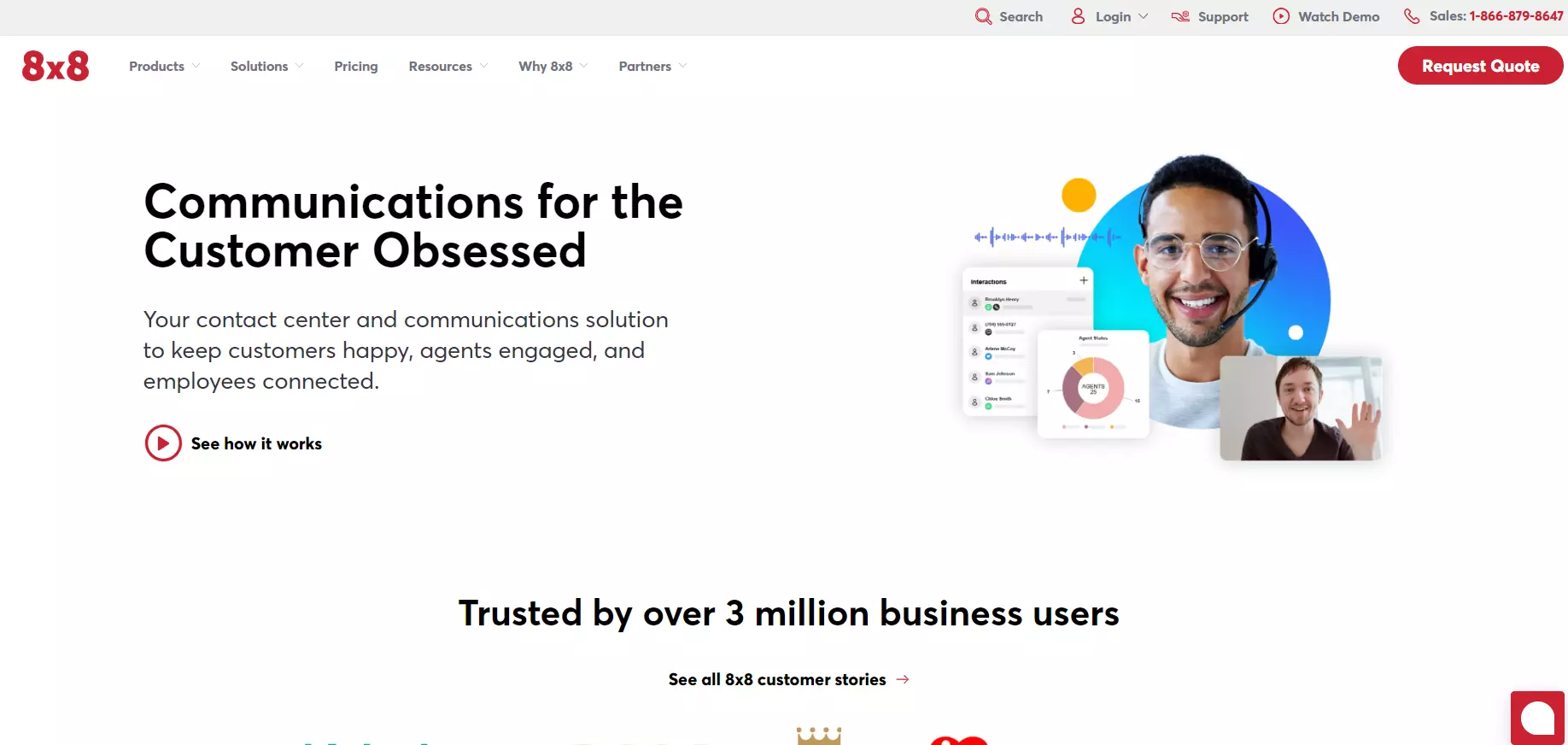 8x8 Contact Center softver početna stranica