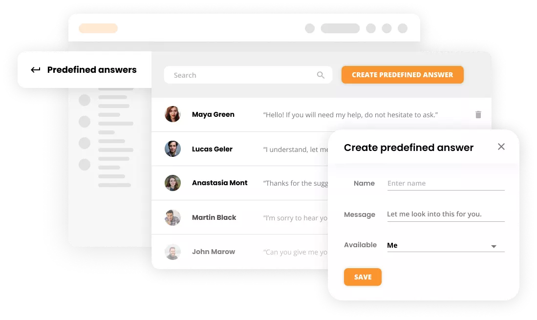 Mockup unaprijed definiranih odgovora
