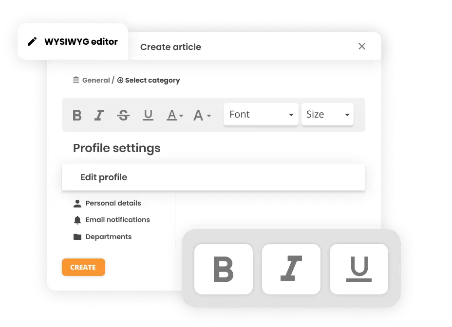 WYSIWYG editor u softveru help desk - LiveAgent