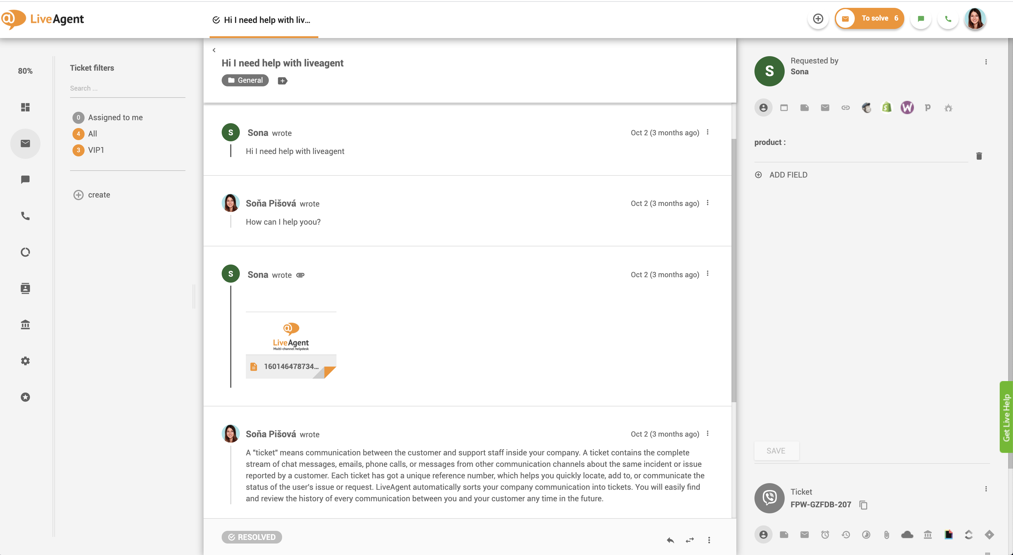 Viber poruke na LiveAgent nadzornoj ploči