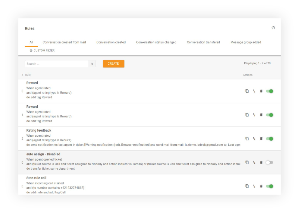 Pravila automatizacije LiveAgent