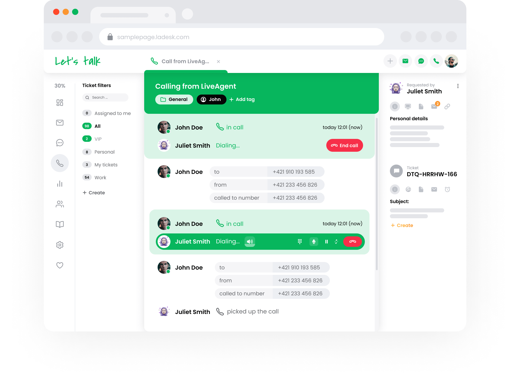 Odhodni call centar u LiveAgent