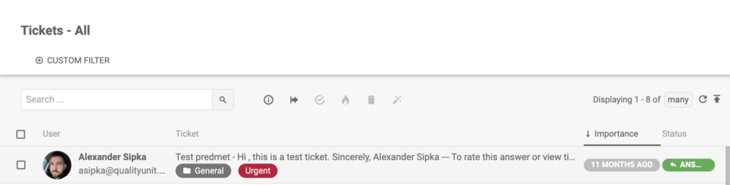 LiveAgent - oznaka hitnosti na ticketu