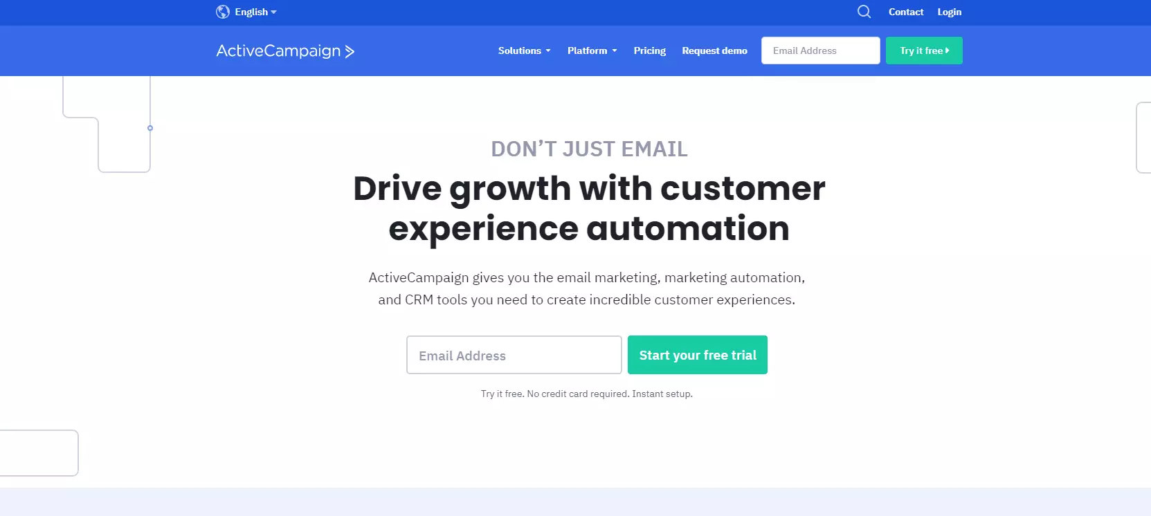 Početna stranica ActiveCampaign