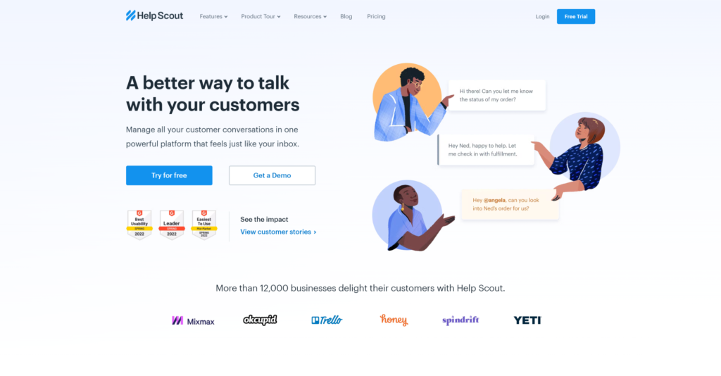 Help Scout Help Desk softver početna stranica