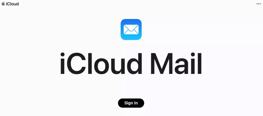 iCloud Mail homepage
