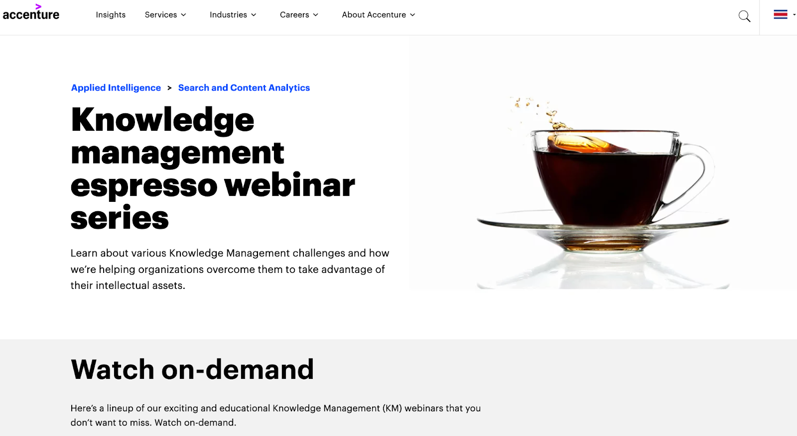 Snimak zaslona resursa koje je Accenture dijelio kroz upravljanje znanjem
