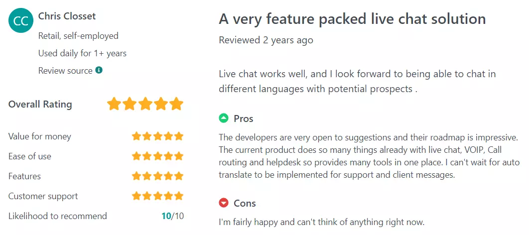 GetApp LiveChat recenzija