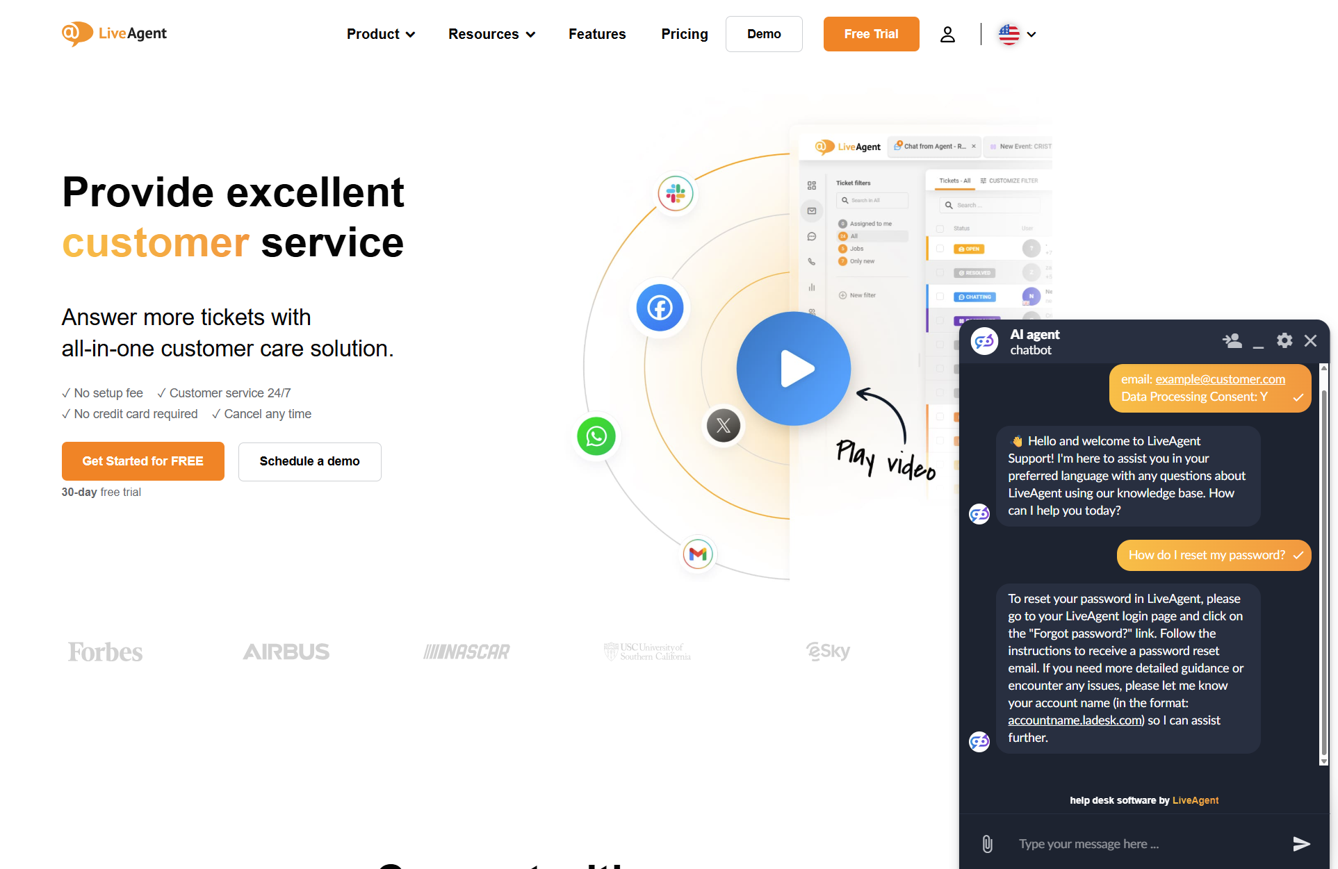 LiveAgent AI Chatbot chat razgovor na stranici LiveAgent-a