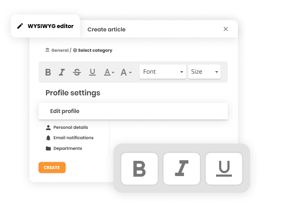 WYSIWYG editor u softveru baze znanja - LiveAgent