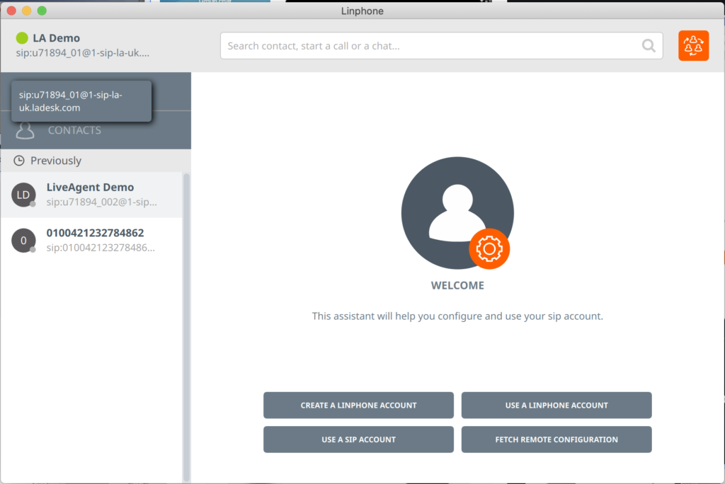 Linphone softphone account set up