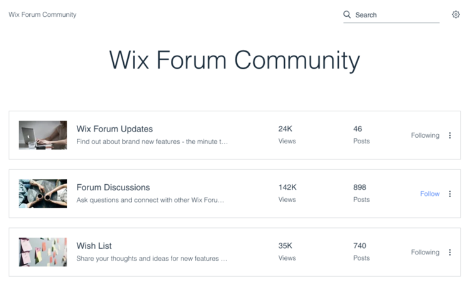 Wix forum zajednice