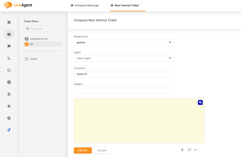 Slika koja pokazuje staro ime polja Agent, koje je zamijenjeno s Dodijeli agentu u novom ažuriranju LiveAgent-a