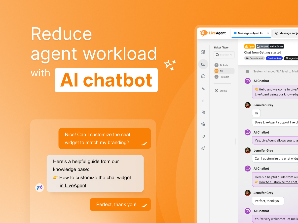 Sučelje LiveAgent AI Chatbot-a