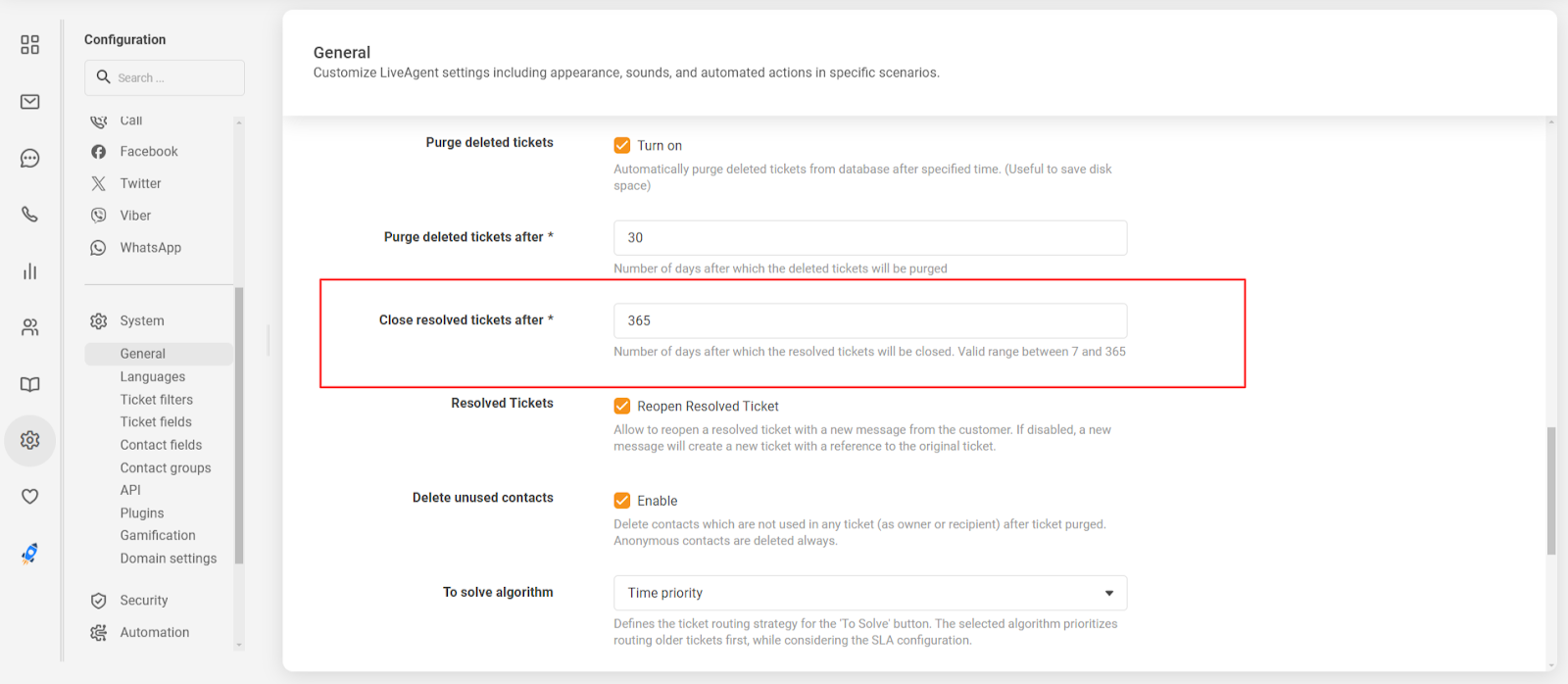 Značajka automatskog zatvaranja riješenih tiketa
