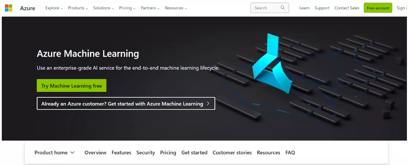 Početna stranica Azure Machine Learning Studio