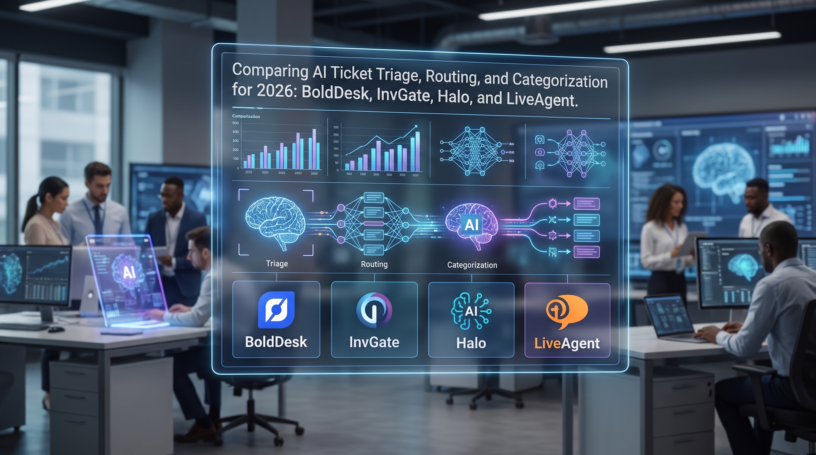 BoldDesk vs InvGate vs Halo vs LiveAgent: Usporedba AI trijaže, rutiranja i kategorizacije tiketa za 2026.