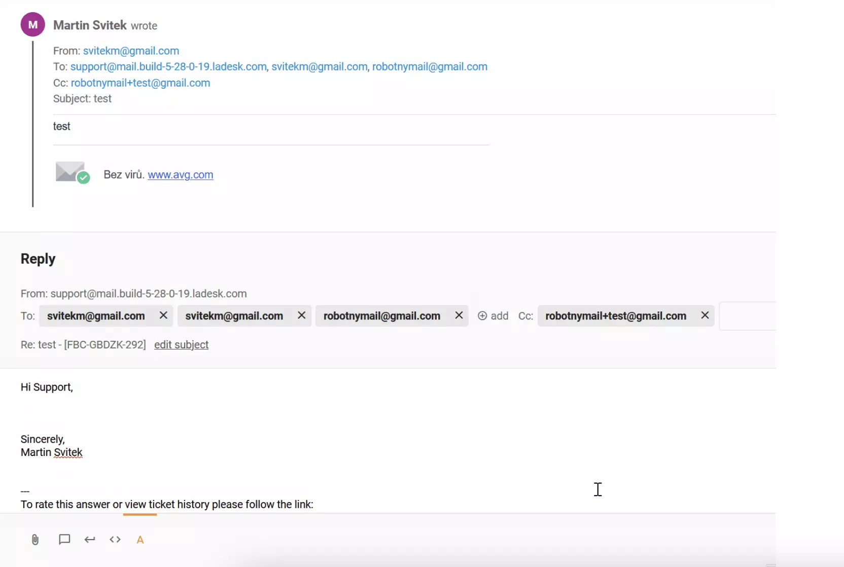 Greška s duplikanim primateljem u cc u LiveAgent tiketima