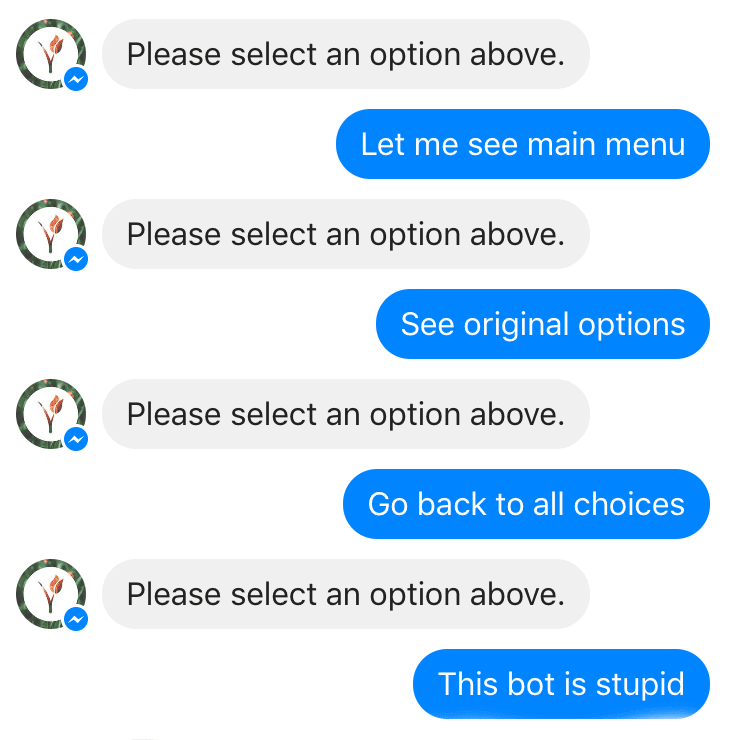 Example of chatbot stuck in loop