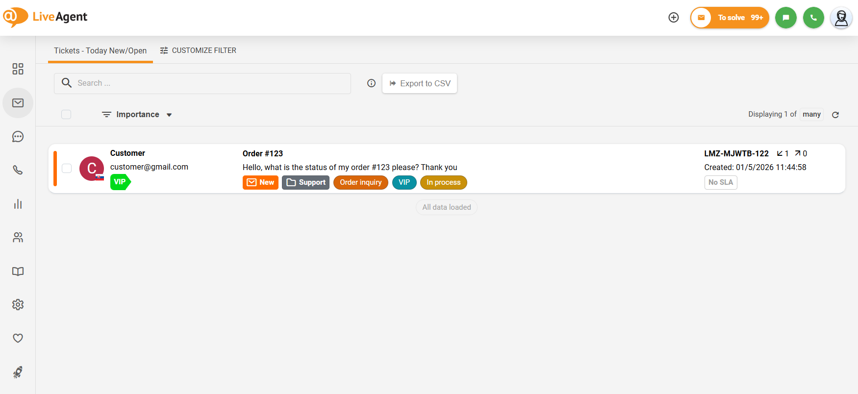 Mogućnost skupljanja lijevog bočnog podmenija