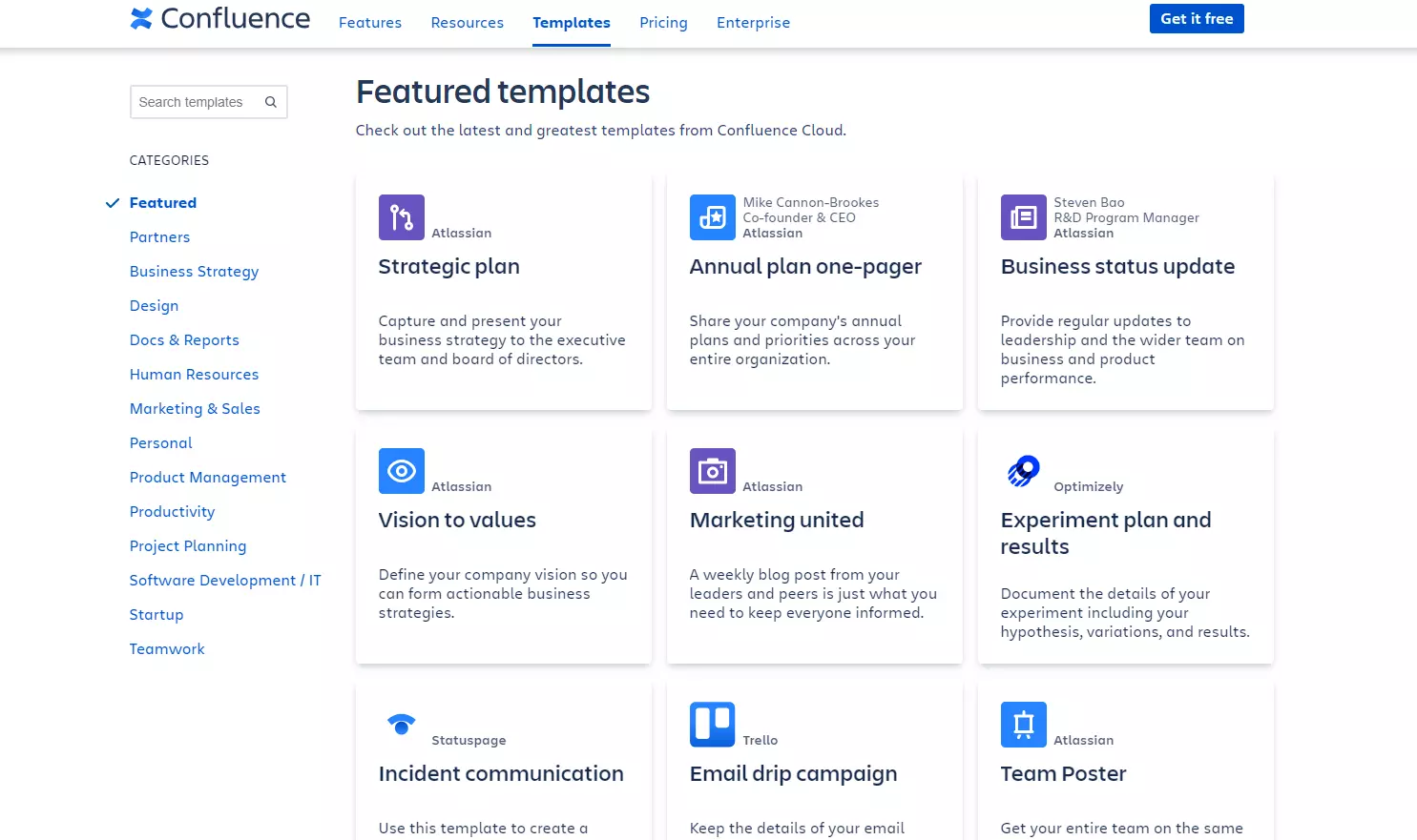 Predlošci Confluence