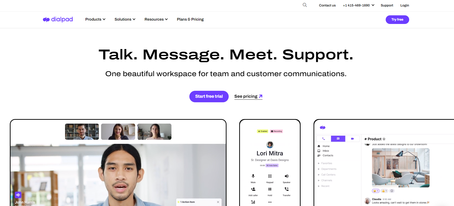 Dialpad web stranica