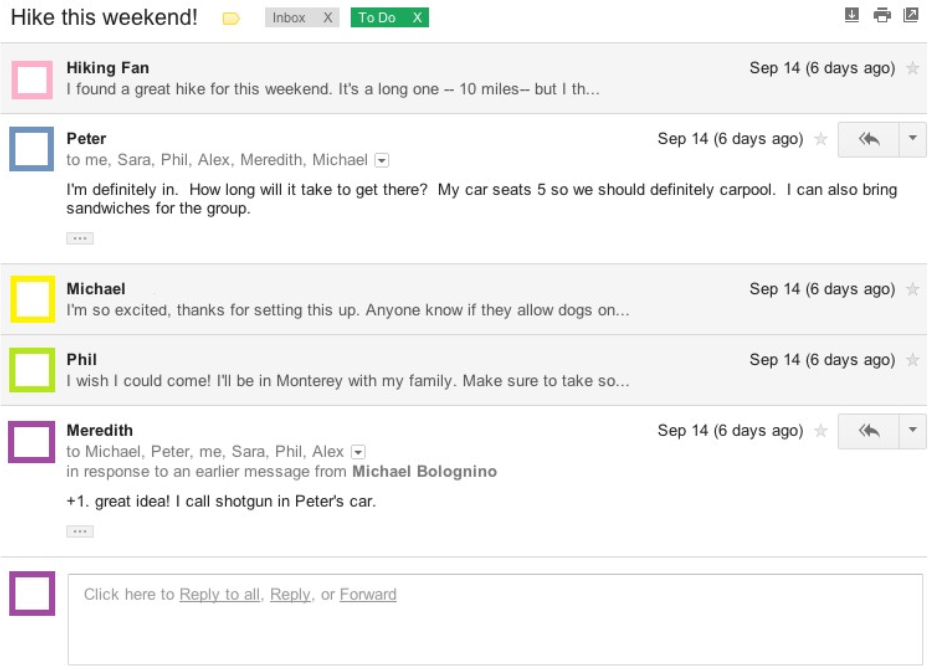 Primjer organizirane niti e-pošte