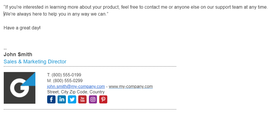 Primjer e-mail signature