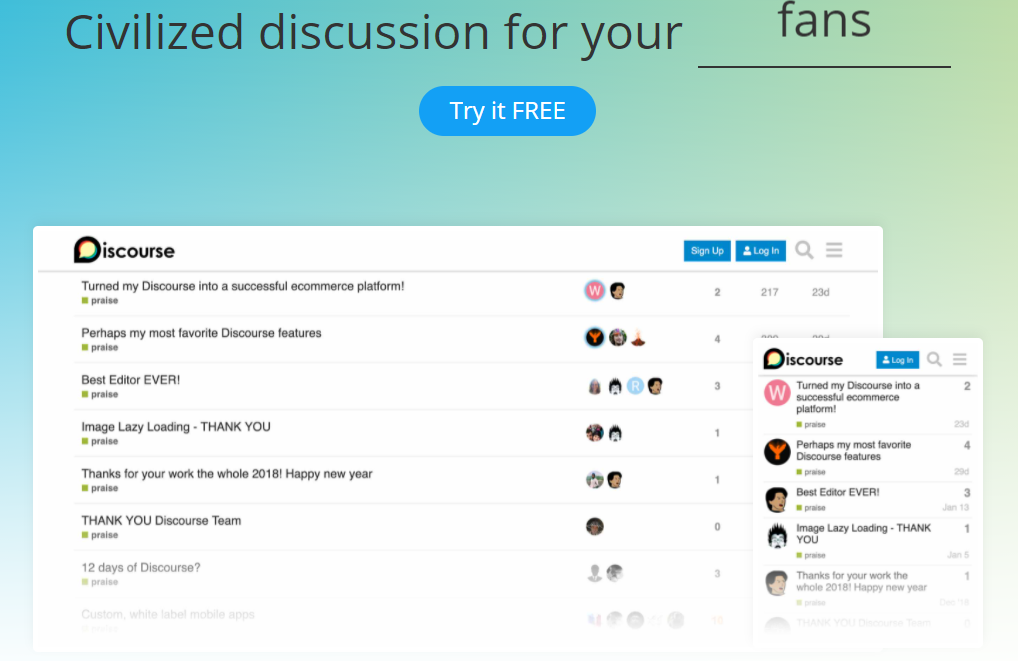 Korisničko sučelje Discourse