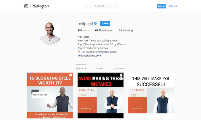 Neil Patel dijeli stručnost digitalnog marketinga na Instagramu