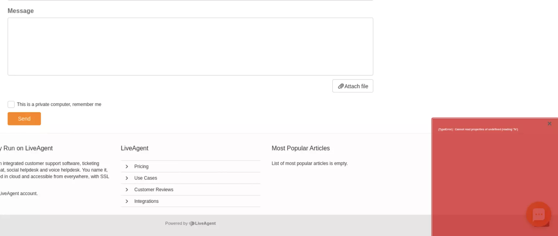 Slika koja pokazuje problem s slanjem kartice iz baze znanja u prethodnim verzijama LiveAgenta