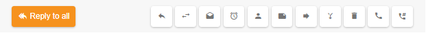 Gumb Odgovori svima s dodatnim ikonama akcija e-pošte za prosljeđivanje, brisanje i druge funkcije u LiveAgent softveru
