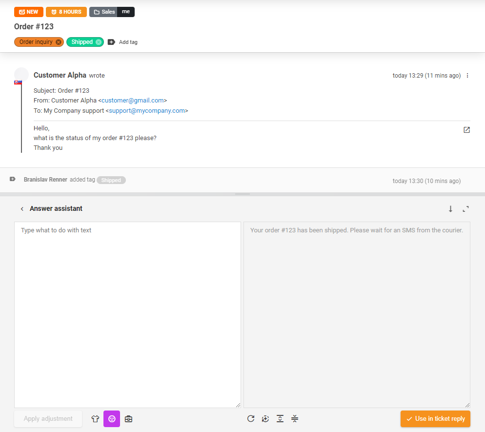 AI Answer Assistant alat u upotrebi za odgovor na kartu