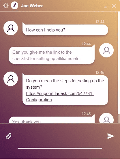 LiveAgent tekući chat s korisnikom