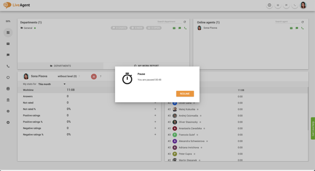 LiveAgent značajka pauze