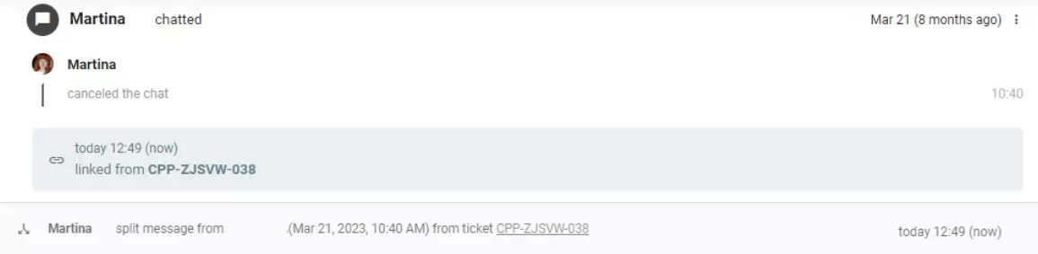 Dijeljenje komunikacije s kupcima u dvije odvojene karte u LiveAgentu