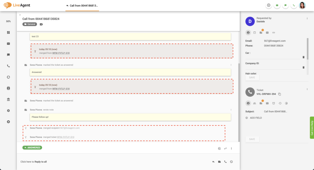 Spojeni niz karata u LiveAgent-u