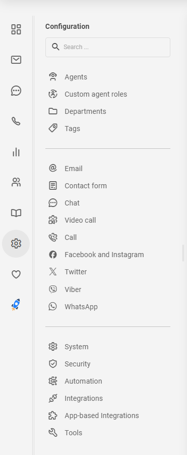 Popis ikona u LiveAgent izborniku