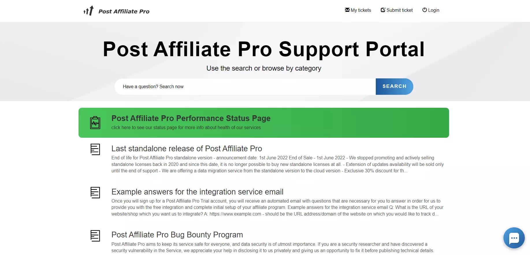 Portal podrške Post Affiliate Pro