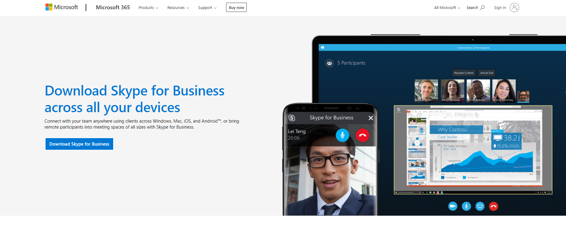 Skype for Business web stranica