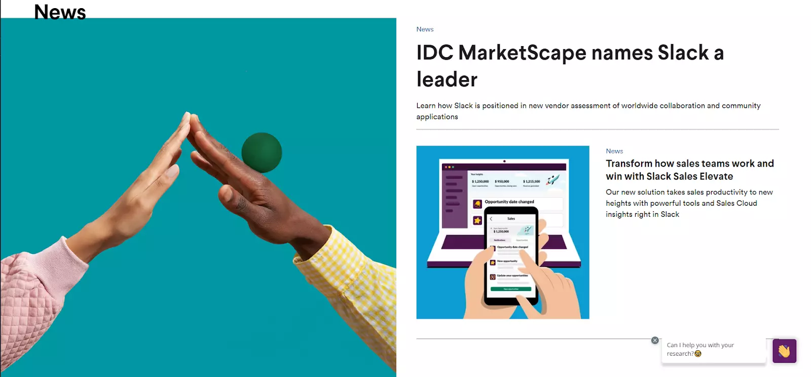 Snimak Slack-ove blog stranice