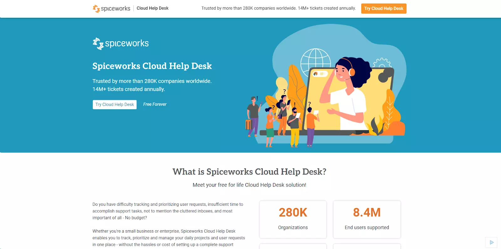 Spiceworks početna stranica - besplatni help desk i ticketing softver