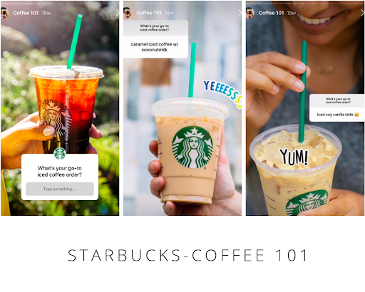 Starbucks Instagram story pitajući kupce o njihovoj omiljenoj ledenom kavi